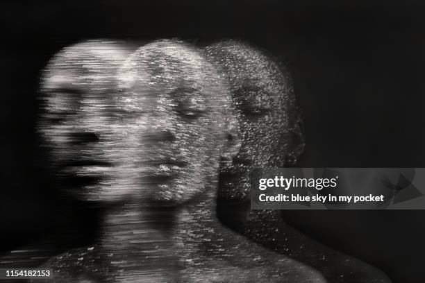 conceptual mindful black and white portraits - lsd stock-fotos und bilder