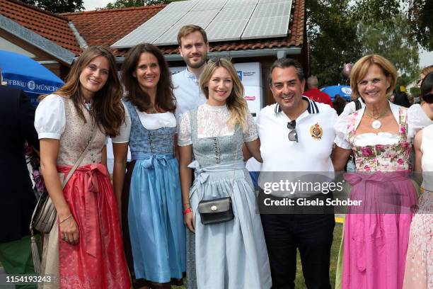 Karin Seehofer and her daughter Susanne Seehofer, Ulrike Seehofer and son Andreas Seehofer with girlfriend Pia and Stavros Kostantinidis during the...