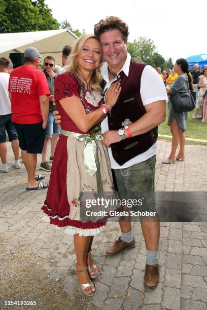 Francis Fulton Smith and his girlfriend Claudia Hillmeier during the Erich Greipl Tribute Tournament at Erich Greipl Stadion /FC Ismaning on July 6,...