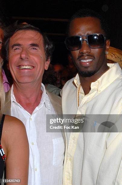 Bernard Menez and Sean Diddy Combs during Sean Diddy Combs Unforgivable Party at The Papagayo Club at The Papagayo Club in Saint Tropez, France.