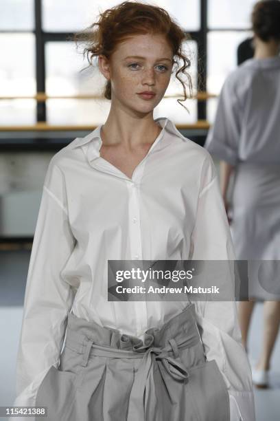 Cintia Dicker wearing Naum Spring 2007 during Olympus Fashion Week Spring 2007 - Naum - Runway at Baryshnikov Arts Center in New York City, New York,...