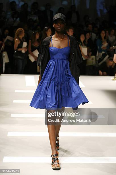 Oluchi Onweagba wearing DKNY Spring 2007 during Olympus Fashion Week Spring 2007 - DKNY - Runway at 711 Greenwich Street in New York City, New York,...