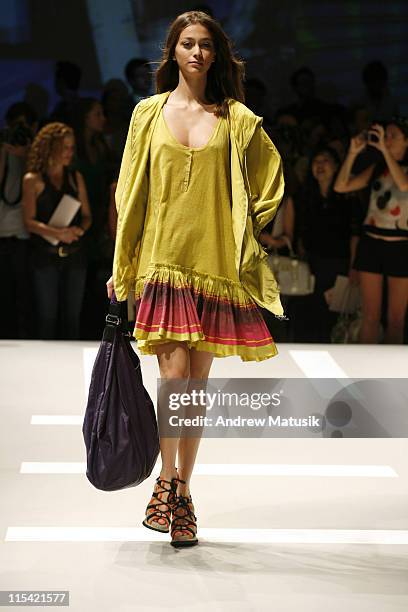 Morgane Dubled wearing DKNY Spring 2007 during Olympus Fashion Week Spring 2007 - DKNY - Runway at 711 Greenwich Street in New York City, New York,...