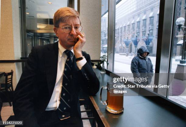 Columnist and author George F. Will sits at the counter of the Nicollet Mall Barnes & Noble bookstore having hot tea, trying to regain his lost...