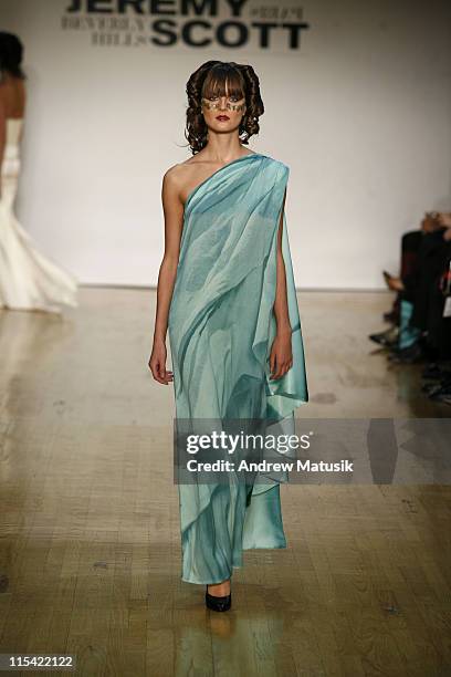 Anouck Lepere wearing Jeremy Scott Spring 2007 during Olympus Fashion Week Spring 2007 - Jeremy Scott - Runway at The Altman Building in New York...