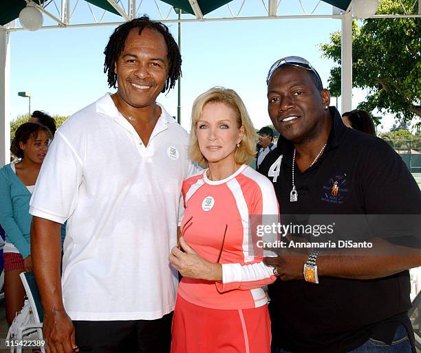 Ray Parker, Jr., Donna Mills and Randy Jackson during TJ Martell / Neil Bogart Foundation 2006 Racquet Rumble Tennis Tournament at Riviera Tennis...