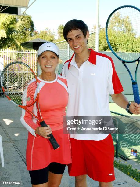 Donna Mills and Cory McCarey during TJ Martell / Neil Bogart Foundation 2006 Racquet Rumble Tennis Tournament at Riviera Tennis Club in Los Angeles,...