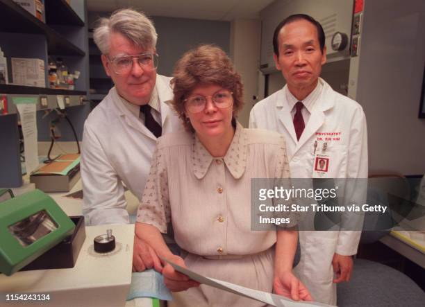 Bulimia study. Dr. Boyd Hartman, Dr. Patricia Faris and Dr. Suck Won Kim, the University of Minnesota team studying Dr. Faris' bulimia theory.