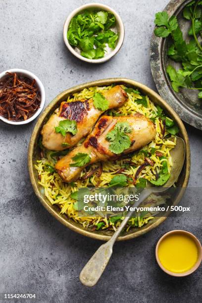 biryani chicken with basmati rice - biryani - fotografias e filmes do acervo