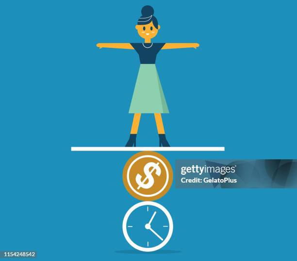 balance - businesswoman - perfect timing stock illustrations