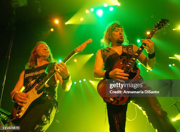 Dave Murray and Adrian Smith of Iron Maiden during Iron Maiden in Concert, Quebec City - October 9, 2006 at Colisee Pepsi in Quebec City, Canada,...