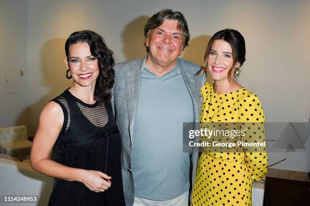 Evangeline Lilly, Randy Lennox and Cobie Smulders attend the CTV Upfront 2019 at Sony Centre For Performing Arts on June 06, 2019 in Toronto, Canada.