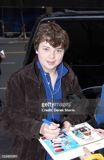 Spencer Breslin during Burt Young, Julianne Nicholson and Spencer Breslin appear on the WB11 Morning News - March 10, 2006 in New York City, New...
