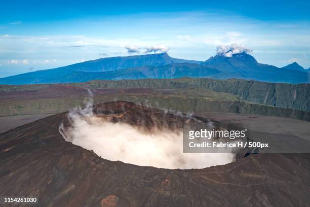 smoking volcano - la reunion stock pictures, royalty-free photos & images
