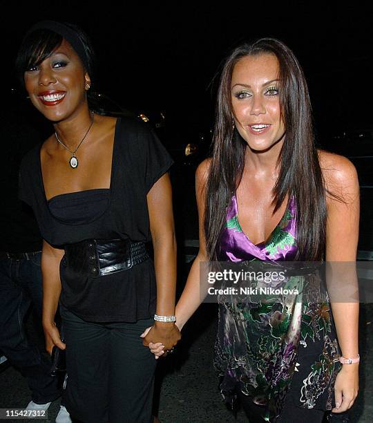 Kelli Young and Michelle Heaton during RCA Label Group - Private Launch Party - Outside Arrivals at Cafe de Paris in London, Great Britain.