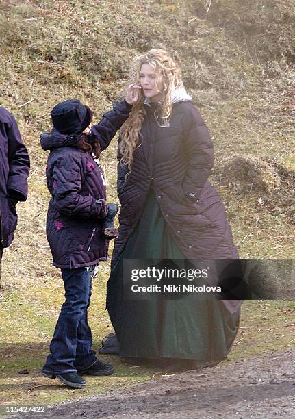 Michelle Pfeiffer on the set of the new Movie "Stardust" filmed on the Isle of Skye Exclusive