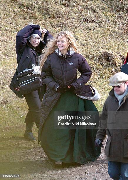 Michelle Pfeiffer on the set of the new Movie "Stardust" filmed on the Isle of Skye Exclusive