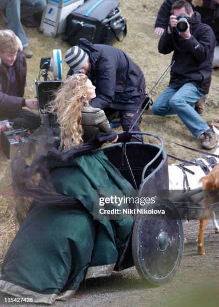 Michelle Pfeiffer on the set of the new Movie "Stardust" filmed on the Isle of Skye Exclusive