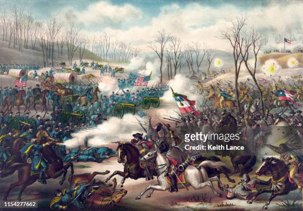 ilustraciones, imágenes clip art, dibujos animados e iconos de stock de batalla de pea ridge, 1862 - battlefield