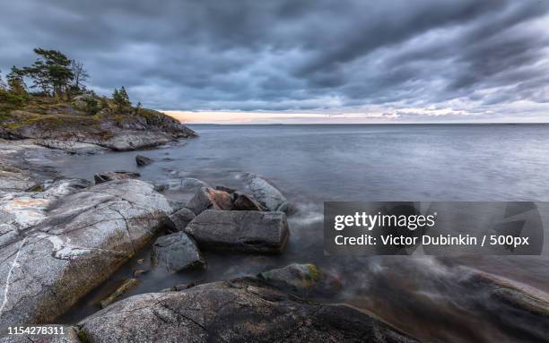 lake ladoga in anticipation of the storm - lake ladoga stock pictures, royalty-free photos & images