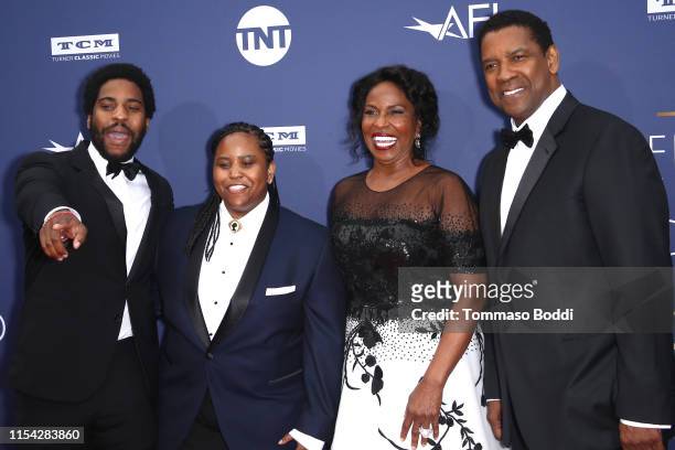 Malcolm Washington, Katia Washington, Pauletta Washington, and Denzel Washington attend the American Film Institute's 47th Life Achievement Award...
