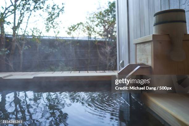 backyard onsen - hot spring stock pictures, royalty-free photos & images