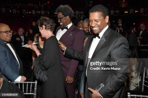 Frances McDormand, W. Kamau Bell and honoree Denzel Washington attend the 47th AFI Life Achievement Award honoring Denzel Washington at Dolby Theatre...