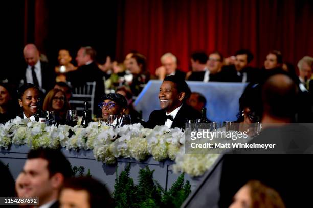 Katia Washington, Spike Lee, and Denzel Washington attend the 47th AFI Life Achievement Award honoring Denzel Washington at Dolby Theatre on June 06,...