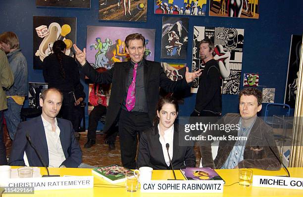 Mark Kostabi with contestants Christian Rattemeyer, Cay Sophie Rabinowitz and Michel Gondry