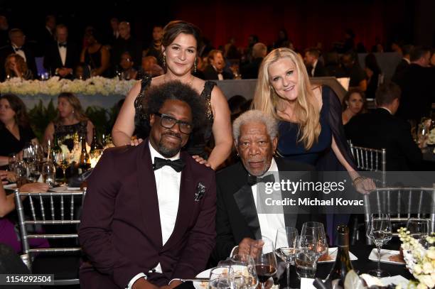 Kamau Bell, Melissa Bell, Morgan Freeman, and Lori McCreary attend the 47th AFI Life Achievement Award honoring Denzel Washington at Dolby Theatre on...