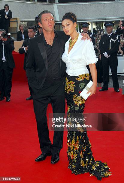 Vincent Cassel and Monica Bellucci during 2006 Cannes Film Festival - "Indigenes" Premiere at Palais des Festival in Cannes, France.