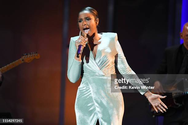 Jennifer Hudson performs onstage during the 47th AFI Life Achievement Award honoring Denzel Washington at Dolby Theatre on June 06, 2019 in...