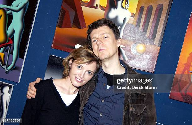 Kika Karadi and Michel Gondry during Mark Kostabi on Location for "Name That Painting" at Kostabi World in SOHO - May 26, 2006 at Kostabi World in...
