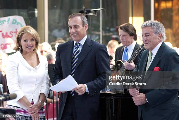 Katie Couric, Matt Lauer & Tony Bennett during The "Today Show" says Farewell to Katie Couric at Dean & Deluca Plaza in New York City, New York,...