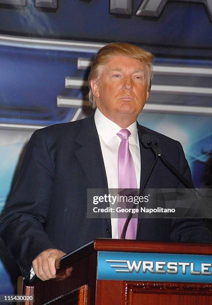 Donald Trump during Donald Trump and WWE News Conference for WrestleMania 23 at Trump Tower in New York City, New York, United States.