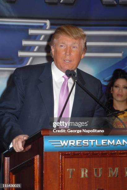 Donald Trump during Donald Trump and WWE News Conference for WrestleMania 23 at Trump Tower in New York City, New York, United States.