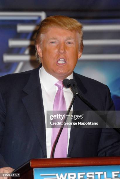 Donald Trump during Donald Trump and WWE News Conference for WrestleMania 23 at Trump Tower in New York City, New York, United States.