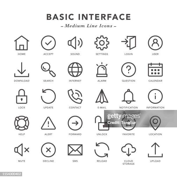 basic interface - medium line icons - concept updates stock illustrations