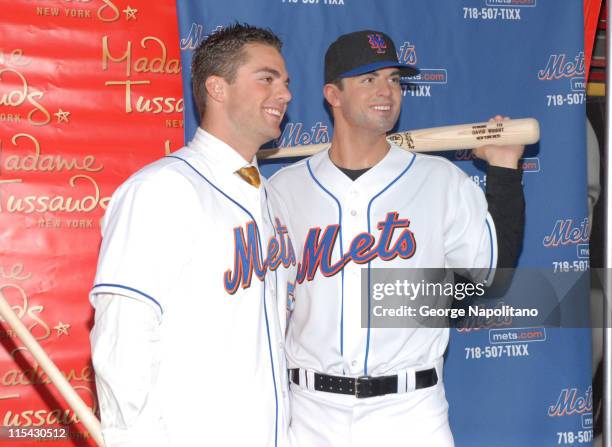 David Wright and his wax figure during David Wright Attends the Unveiling of his Wax Figure at Madame Tussauds New York at Madame Tussauds in New...