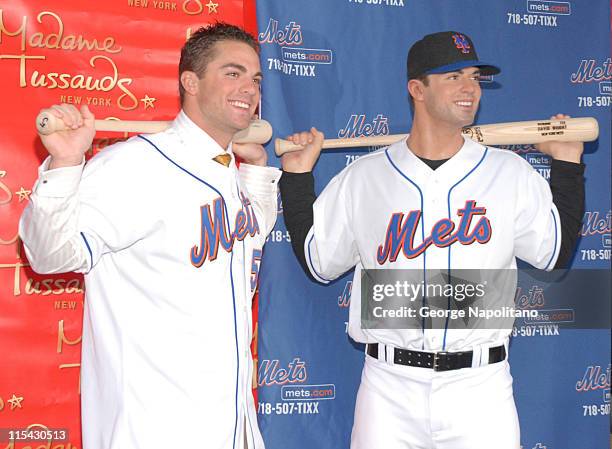 David Wright and his wax figure during David Wright Attends the Unveiling of his Wax Figure at Madame Tussauds New York at Madame Tussauds in New...