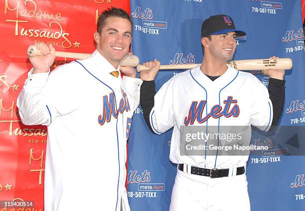 David Wright and his wax figure during David Wright Attends the Unveiling of his Wax Figure at Madame Tussauds New York at Madame Tussauds in New...