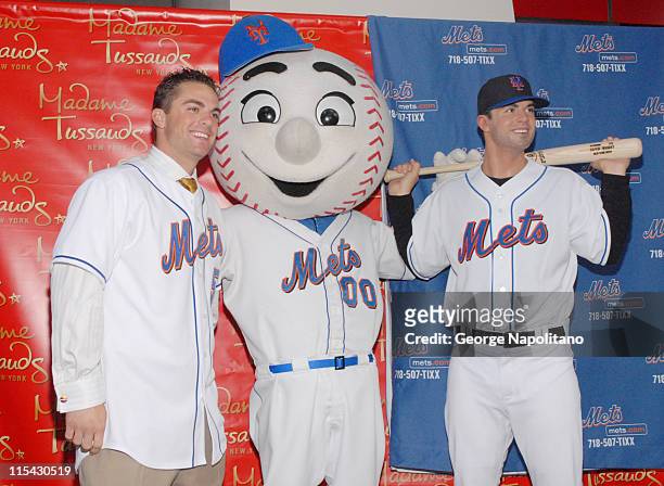 David Wright gets together with his firend Mr. Met at the unveiling of his wax figure at Madame Tussauds, New York.