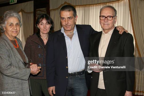 Maria Morricone, Monica Morricone, Marco Morricone and Ennio Morricone