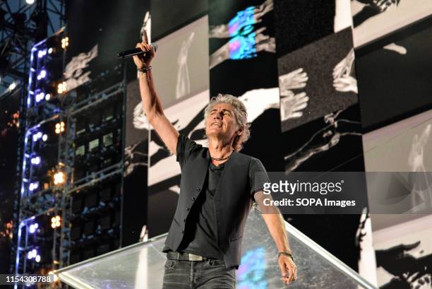 Luciano Ligabue performs live on stage during the music tour 2019 at the Stadio Olimpico Grande Torino in Turin.