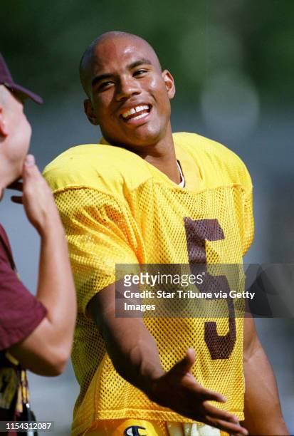 Minneapolis Mn, 8/26/99....Gopher football player Billy Cockerham during practice a the Uof M.