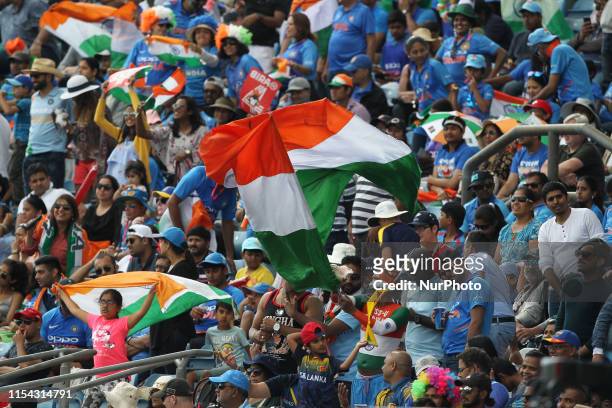 Indian fans during the ICC Cricket World Cup 2019 match between India and Sri Lanka at Emerald Headingley, Leeds on Saturday 6th July 2019.