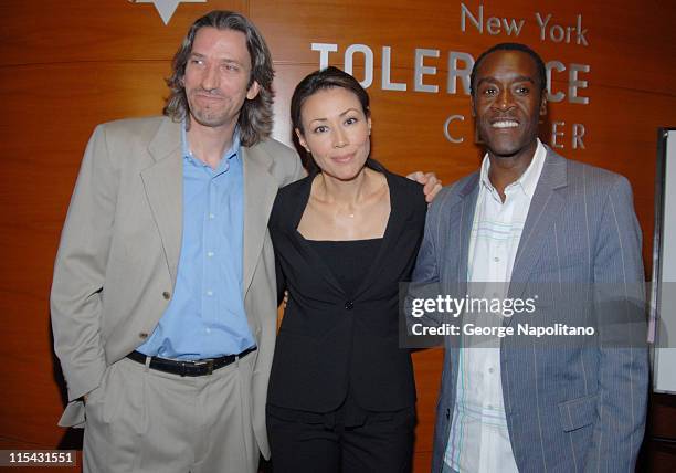 John Prendergast, Ann Curry and Don Cheadle during "Not On Our Watch" Book Signing with John Prendergast and Don Cheadle at the New York Tolerance...