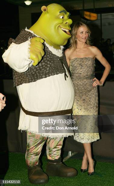 Shrek and Cameron Diaz during "Shrek the Third" - Sydney Premiere at State Theatre in Sydney, NSW, Australia.