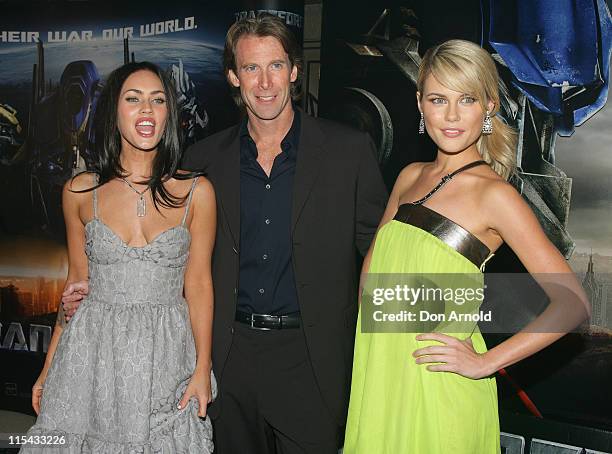 Megan Fox, Michael Bay and Rachael Taylor during "Transformers" Sydney Premiere at Hoyts Entertainment Quarter, 213 Bent Street, Moore Park in...