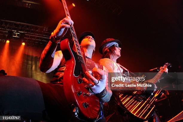 Zacky Vengeance and Synyster Gates during Avenged Sevenfold in Concert at the Astoria - March 10, 2006 at Astoria in London, Great Britain.